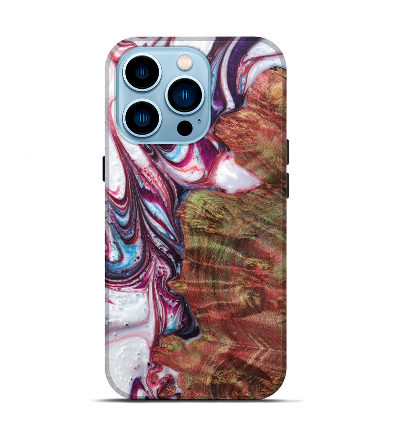 iPhone 14 Pro Wood+Resin Live Edge Phone Case - Henka (Dark Red, 605528)