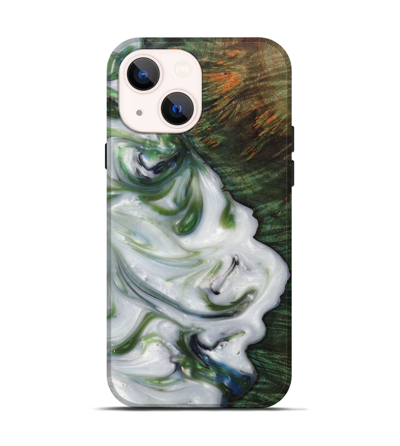 iPhone 13 Wood+Resin Live Edge Phone Case - Willa (Dark Green, 614945)