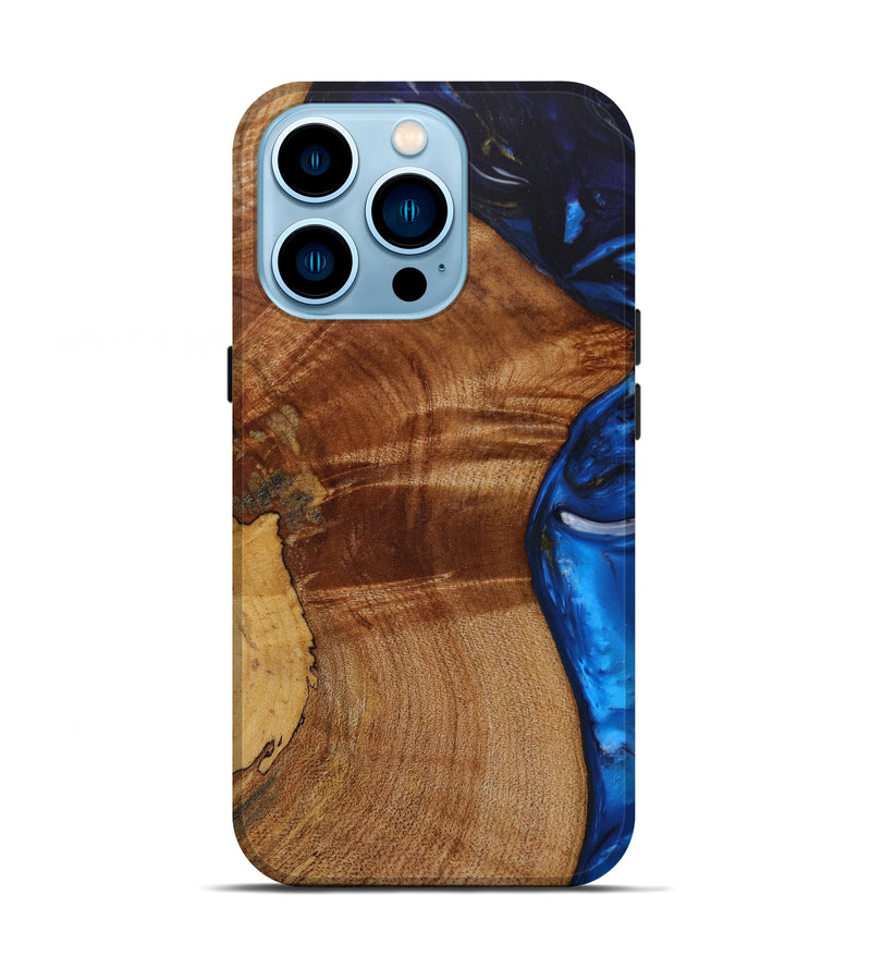 iPhone 14 Pro Wood+Resin Live Edge Phone Case - Brecken (Blue, 620152)