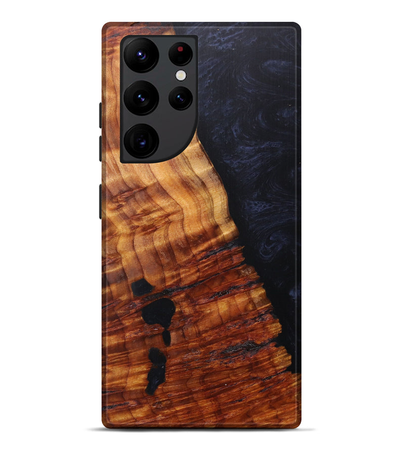 Galaxy S22 Ultra Wood+Resin Live Edge Phone Case - Sibbie (Pure Black, 605507)