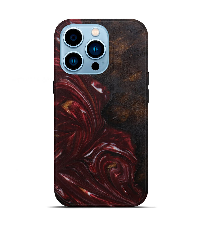 iPhone 14 Pro Wood+Resin Live Edge Phone Case - Sher (Dark Red, 594182)