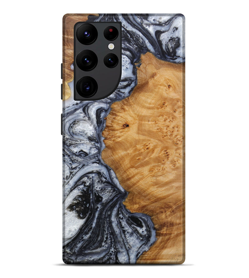 Galaxy S22 Ultra Wood+Resin Live Edge Phone Case - Kristen (Black & White, 595990)