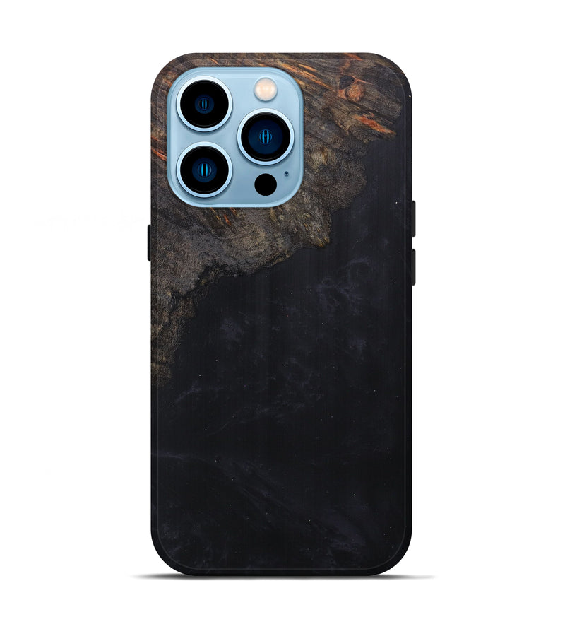 iPhone 14 Pro Wood+Resin Live Edge Phone Case - Fanchon (Pure Black, 607225)