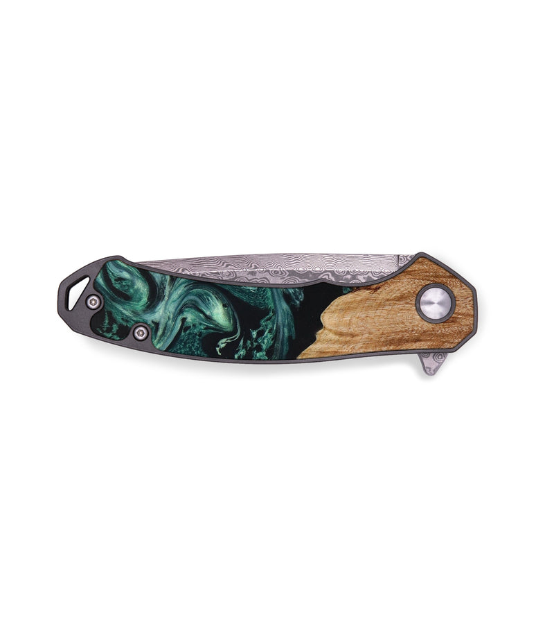 EDC Wood+Resin Pocket Knife - Anastasia (Green, 644131)