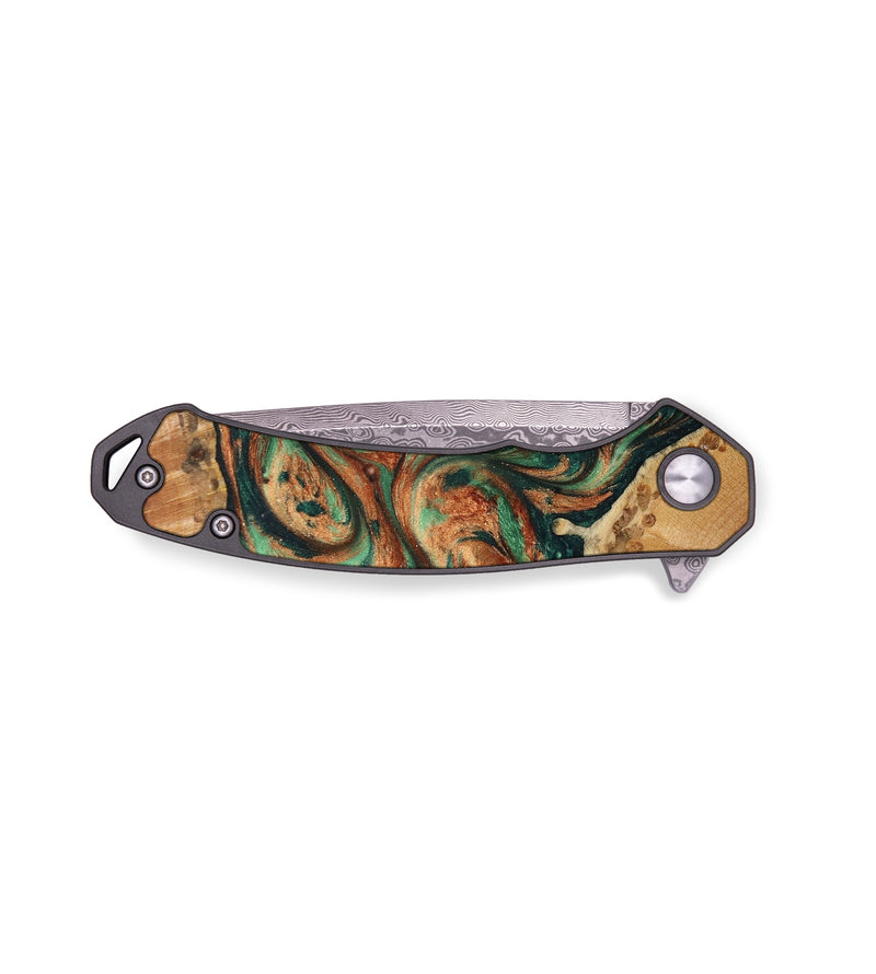 EDC Wood+Resin Pocket Knife - Ida (Green, 642664)