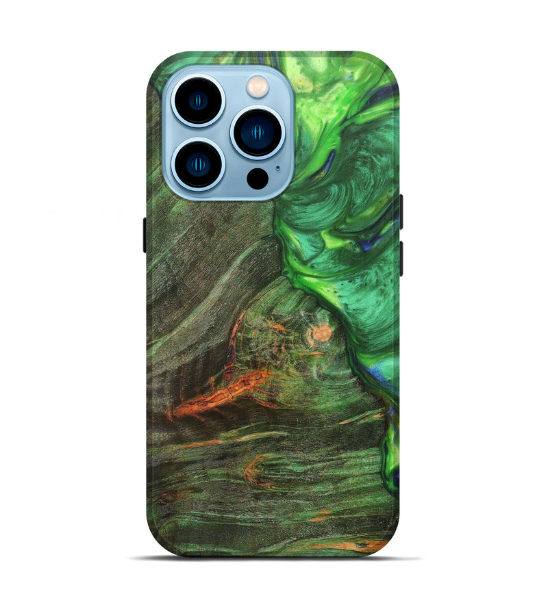 iPhone 14 Pro Wood+Resin Live Edge Phone Case - Terra (Dark Green, 616652)