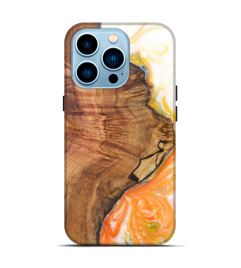 iPhone 14 Pro Wood+Resin Live Edge Phone Case - Marieke (Black & White, 606795)