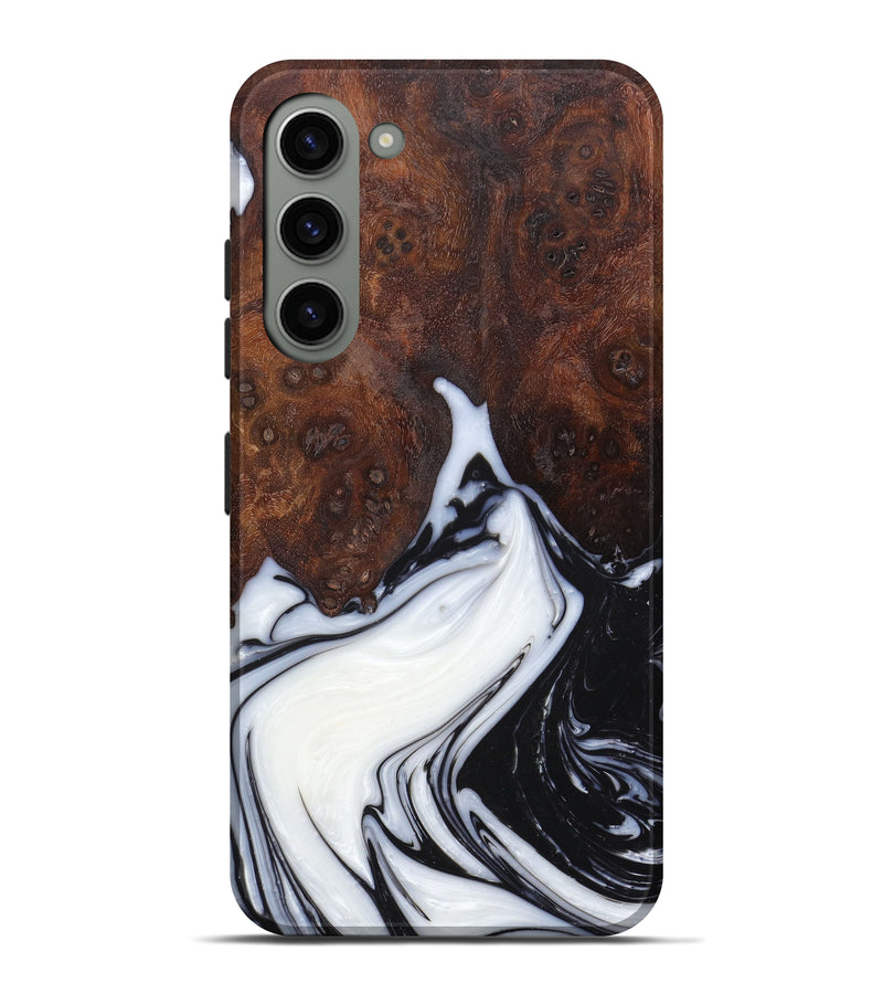 Galaxy S23 Plus Wood+Resin Live Edge Phone Case - Phyllis (Black & White, 624477)