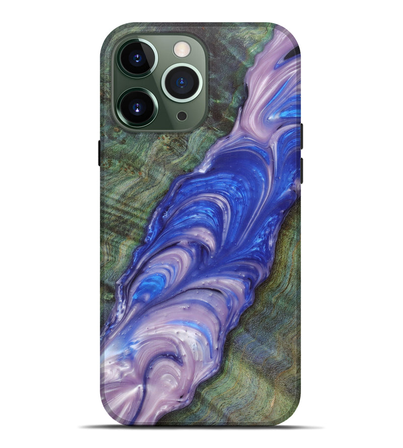 iPhone 13 Pro Max Wood+Resin Live Edge Phone Case - Keziah (Blue, 616696)
