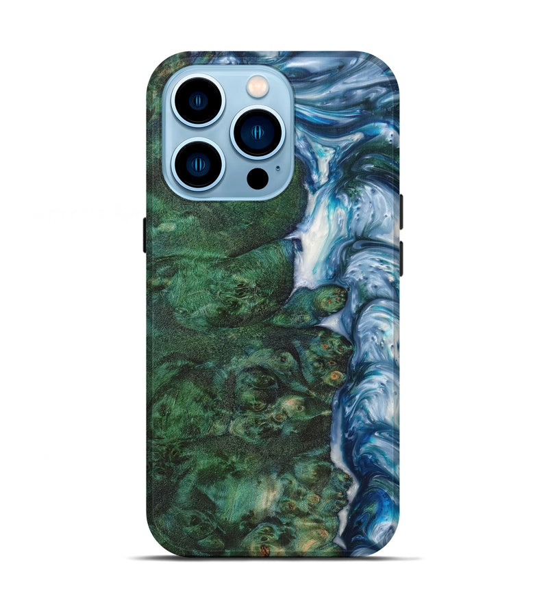 iPhone 14 Pro Wood+Resin Live Edge Phone Case - Cristin (Blue, 628001)