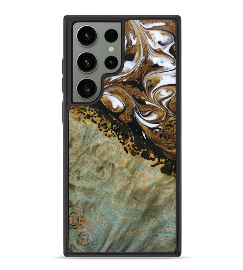 Galaxy S23 Ultra Wood+Resin Phone Case - Miranda (Black & White, 642296)