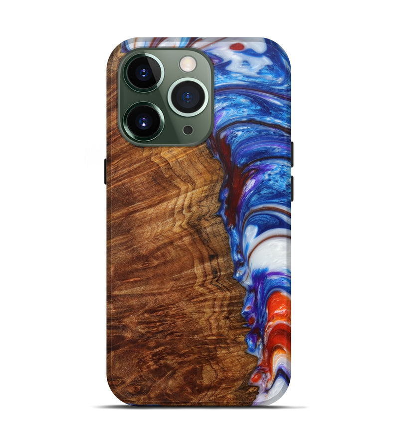 iPhone 13 Pro Wood+Resin Live Edge Phone Case - Cristy (Light Blue, 614567)