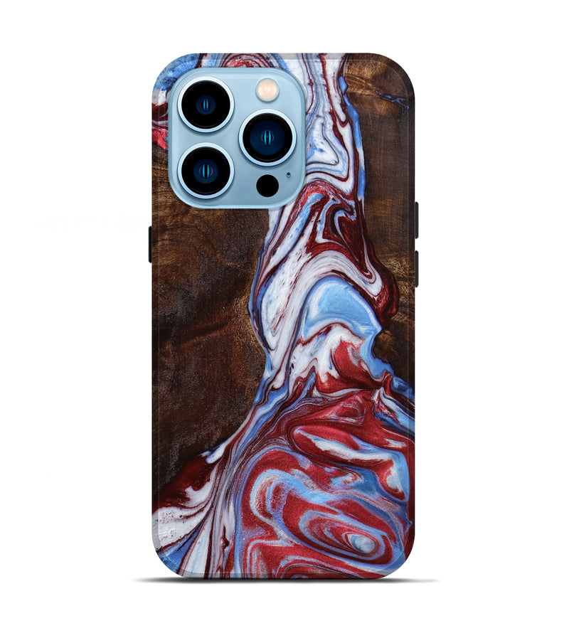iPhone 14 Pro Wood+Resin Live Edge Phone Case - Maliyah (Red, 645061)