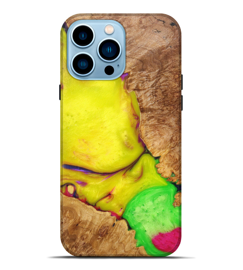 iPhone 14 Pro Max Wood+Resin Live Edge Phone Case - Josef (Dark Green, 616725)