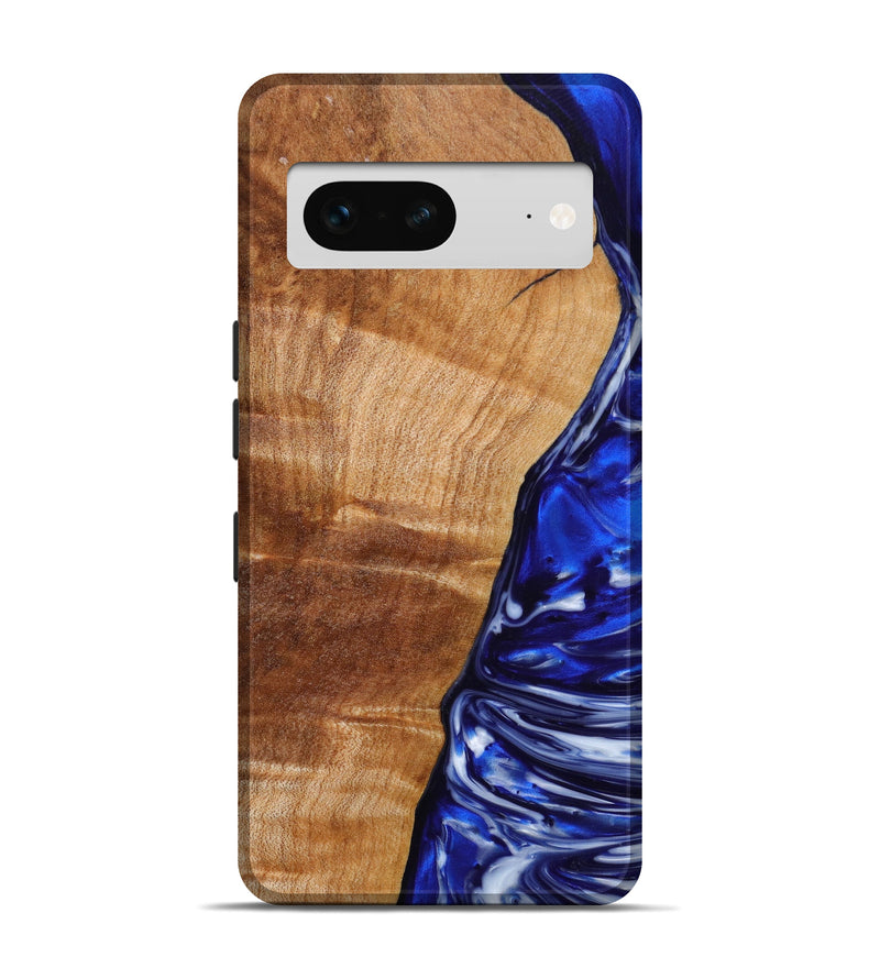 Pixel 7 Wood+Resin Live Edge Phone Case - Lynnette (Blue, 633228)
