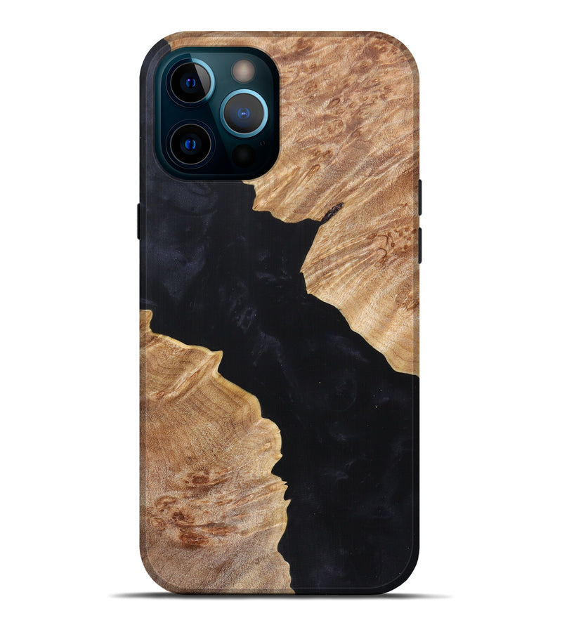 iPhone 12 Pro Max Wood+Resin Live Edge Phone Case - Elisa (Pure Black, 616922)