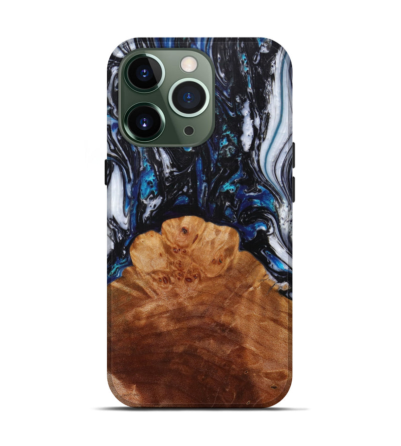 iPhone 13 Pro Wood+Resin Live Edge Phone Case - Cannon (Black & White, 610604)