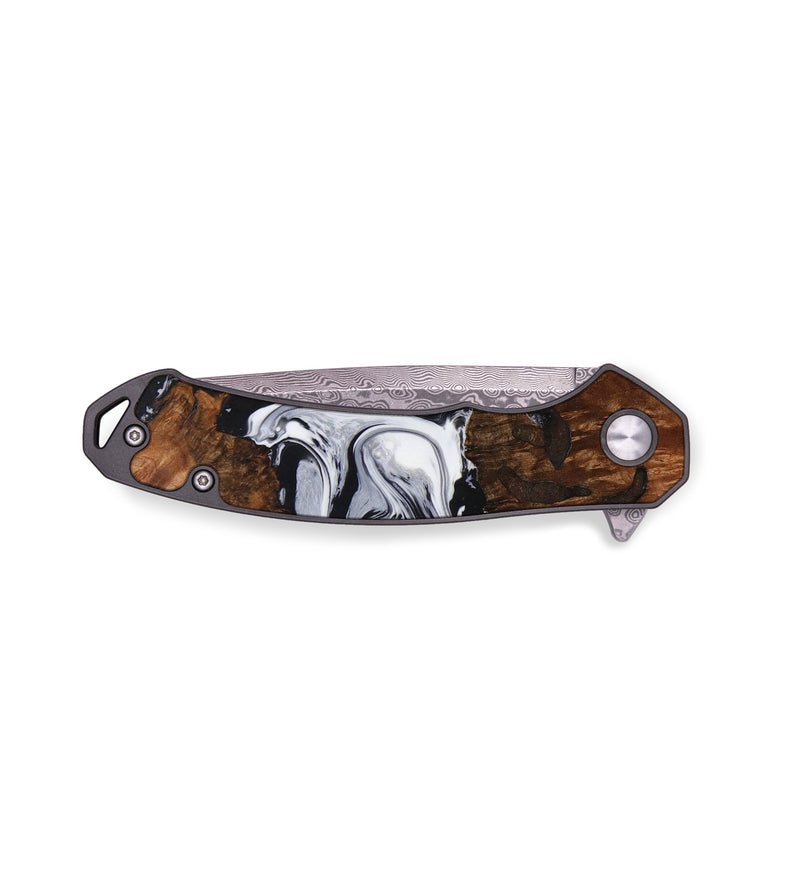 EDC Wood+Resin Pocket Knife - Cade (Black & White, 643092)