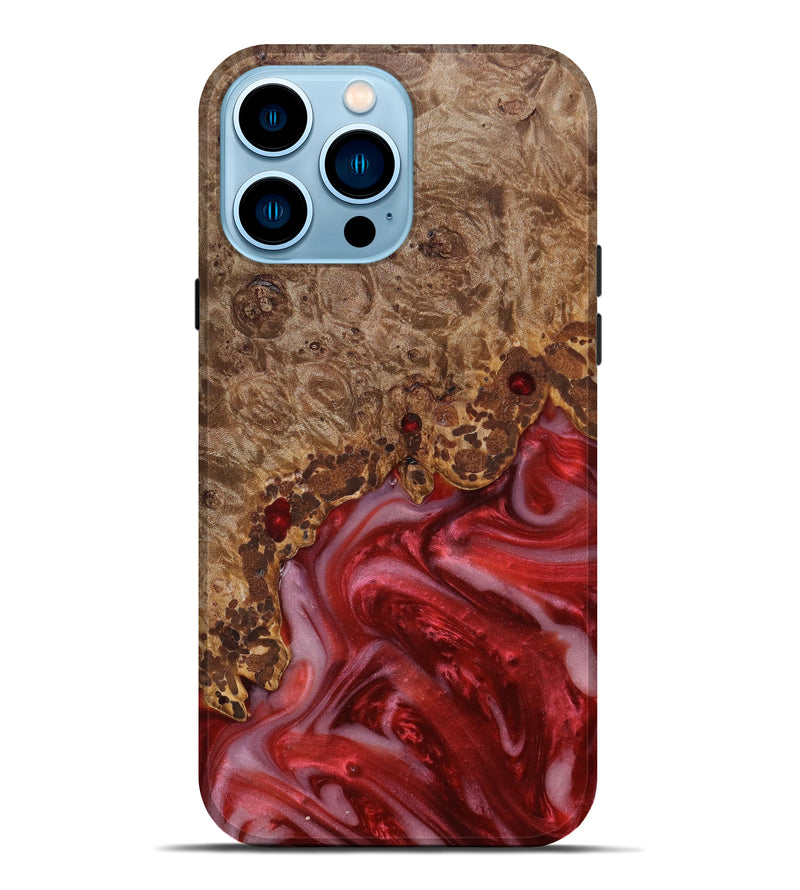 iPhone 14 Pro Max Wood+Resin Live Edge Phone Case - Addyson (Red, 635959)