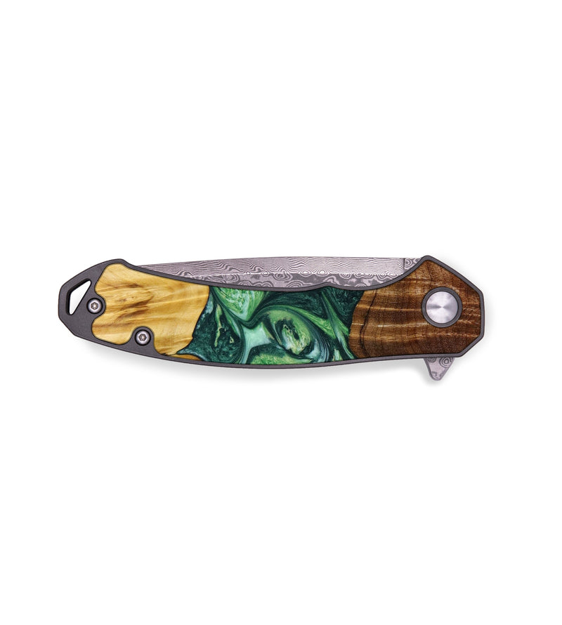 EDC Wood+Resin Pocket Knife - Inez (Green, 644137)