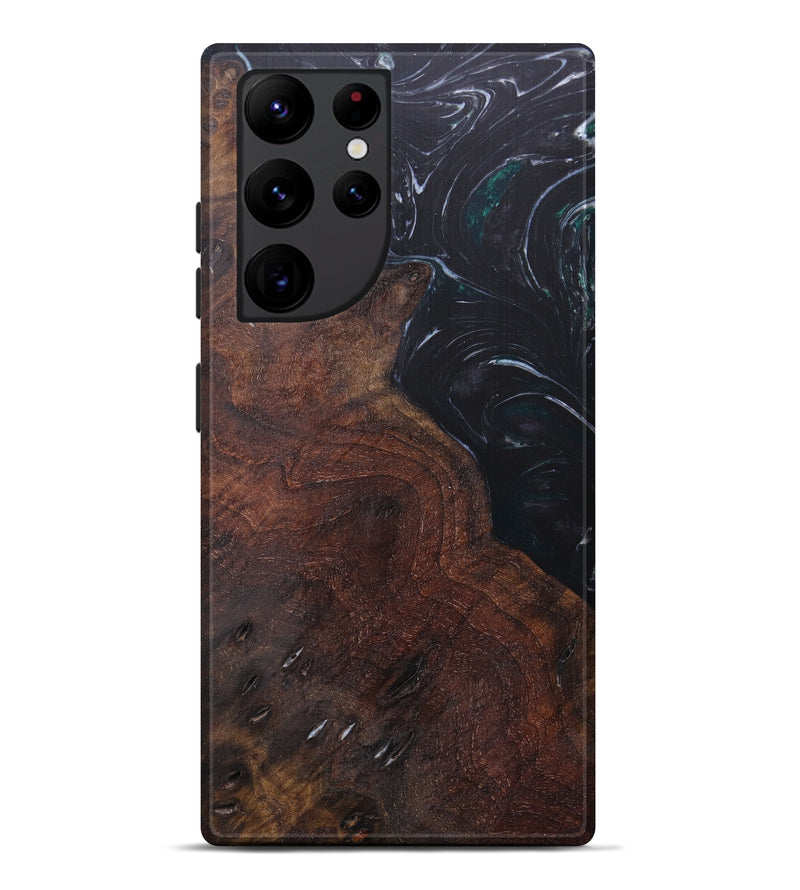 Galaxy S22 Ultra Wood+Resin Live Edge Phone Case - Phyl (Black & White, 606489)