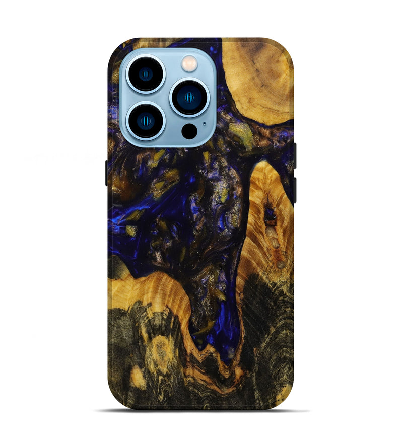 iPhone 14 Pro Wood+Resin Live Edge Phone Case - Kyle (Blue, 641782)
