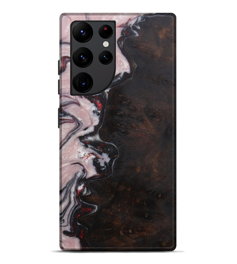 Galaxy S22 Ultra Wood+Resin Live Edge Phone Case - Brandy (Dark Red, 594208)