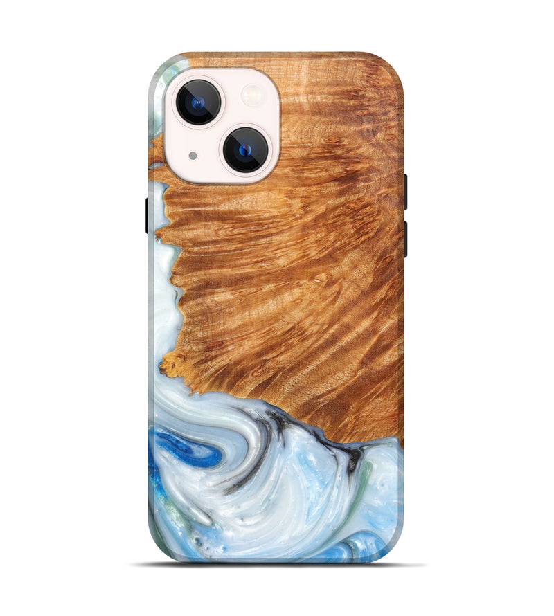 iPhone 13 Wood+Resin Live Edge Phone Case - Gipsy (Light Blue, 608569)