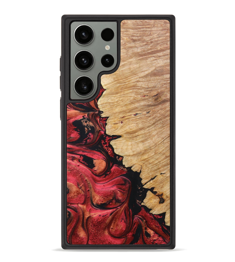 Galaxy S23 Ultra Wood+Resin Phone Case - Iva (Red, 637681)