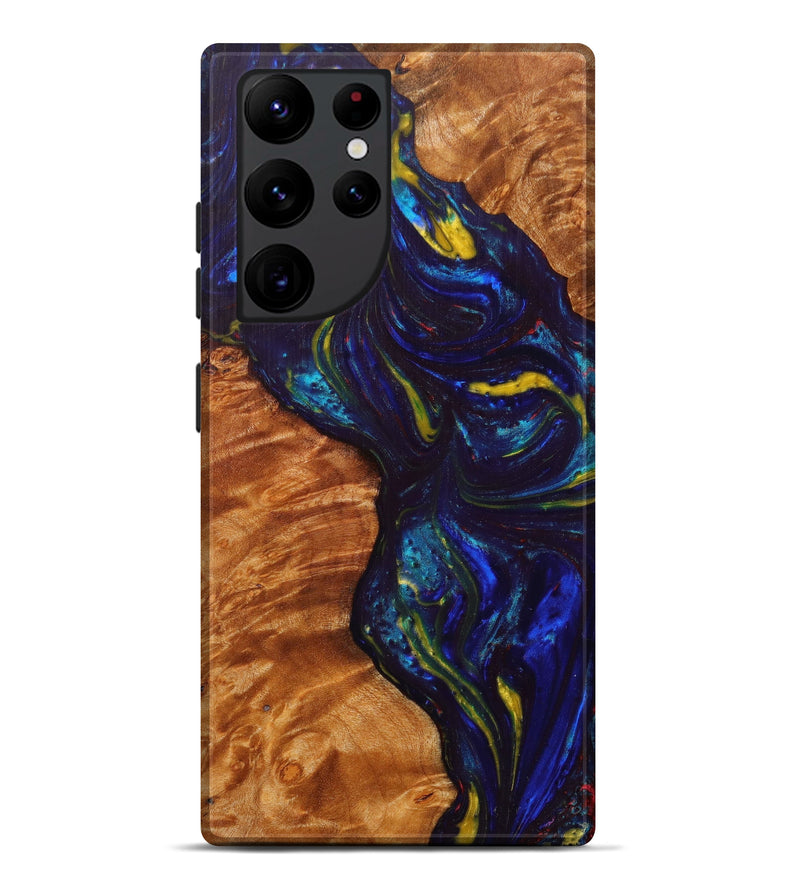 Galaxy S22 Ultra Wood+Resin Live Edge Phone Case - Dominic (Dark Blue, 611124)