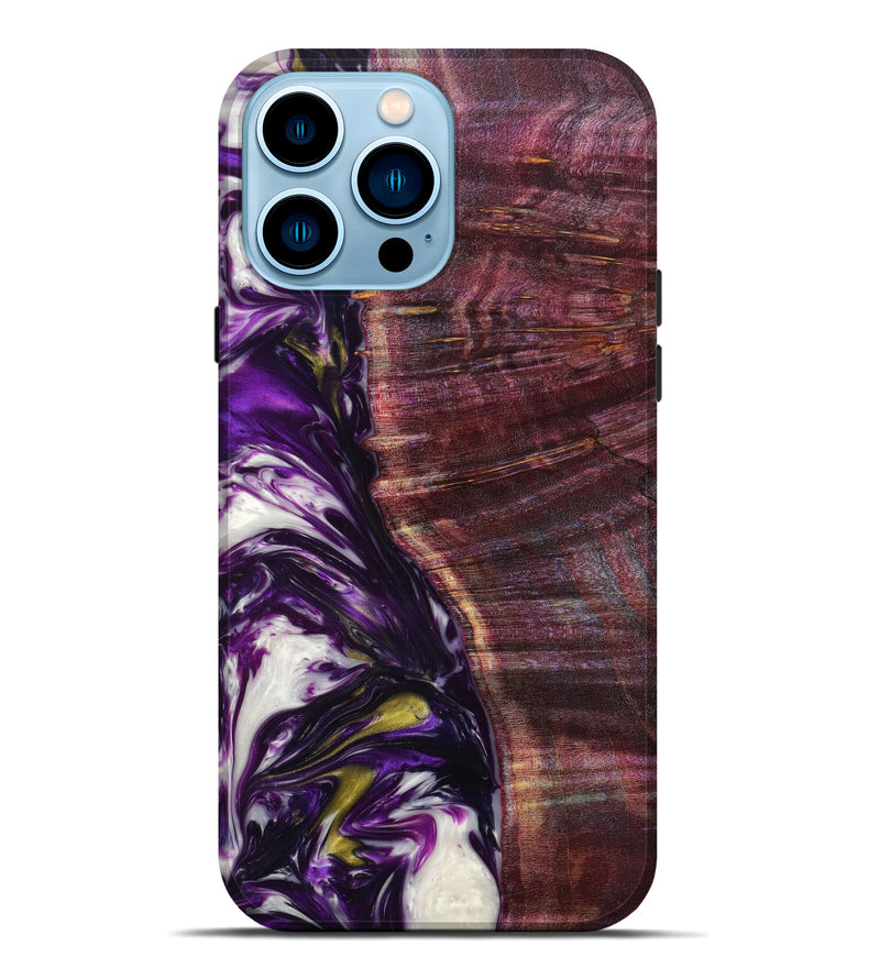 iPhone 14 Pro Max Wood+Resin Live Edge Phone Case - Verna (Purple, 633217)