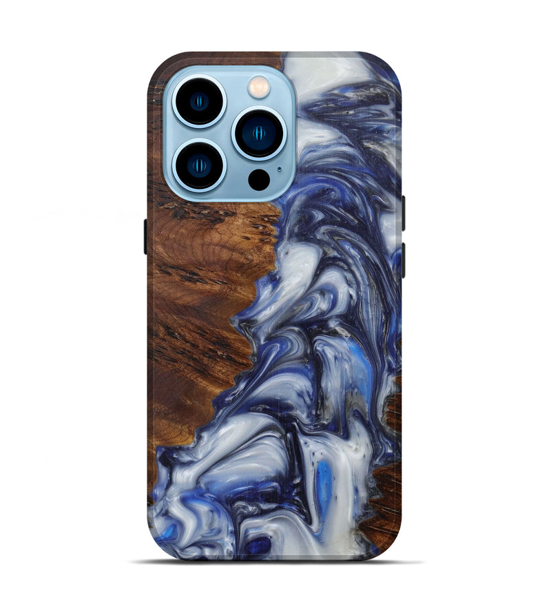 iPhone 14 Pro Wood+Resin Live Edge Phone Case - Atique (Black & White, 594776)