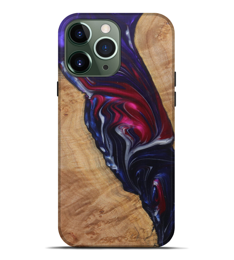 iPhone 13 Pro Max Wood+Resin Live Edge Phone Case - Edeline (Dark Blue, 581721)