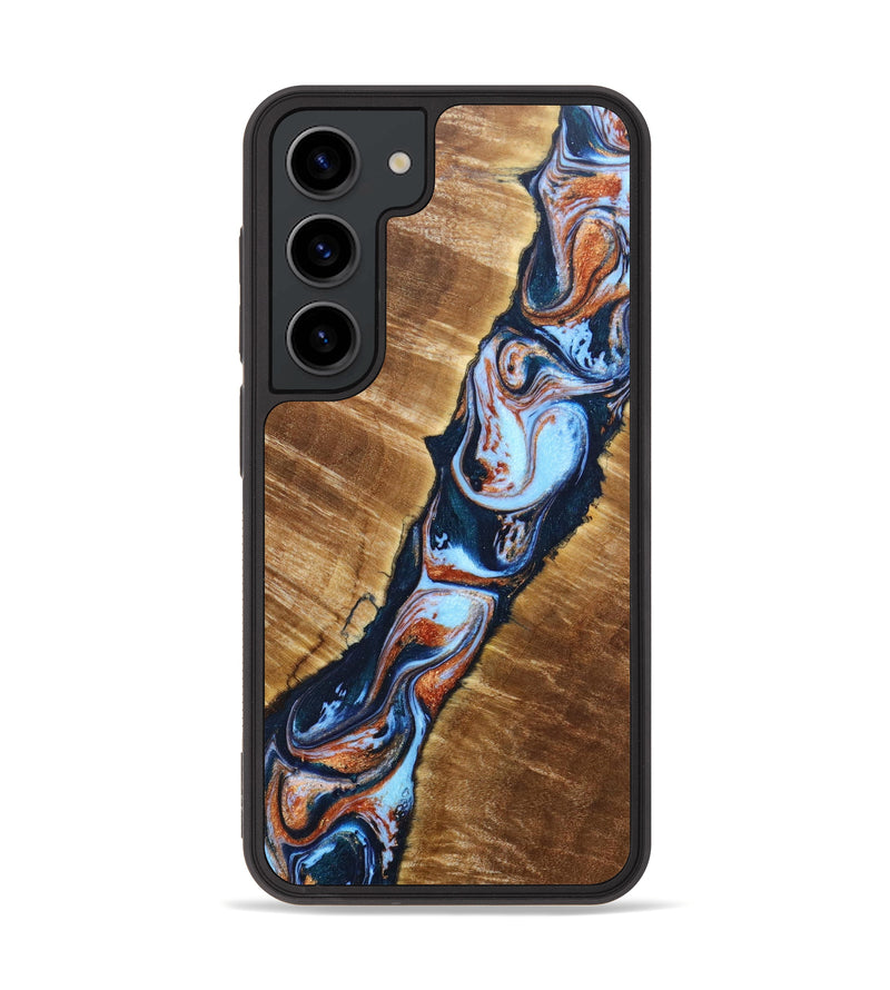 Galaxy S23 Wood+Resin Phone Case - Darin (Teal & Gold, 636688)