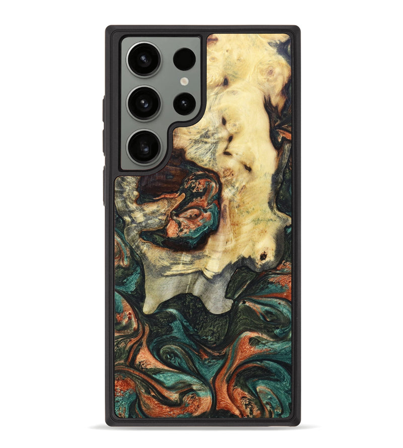 Galaxy S23 Ultra Wood+Resin Phone Case - Devin (Green, 626527)