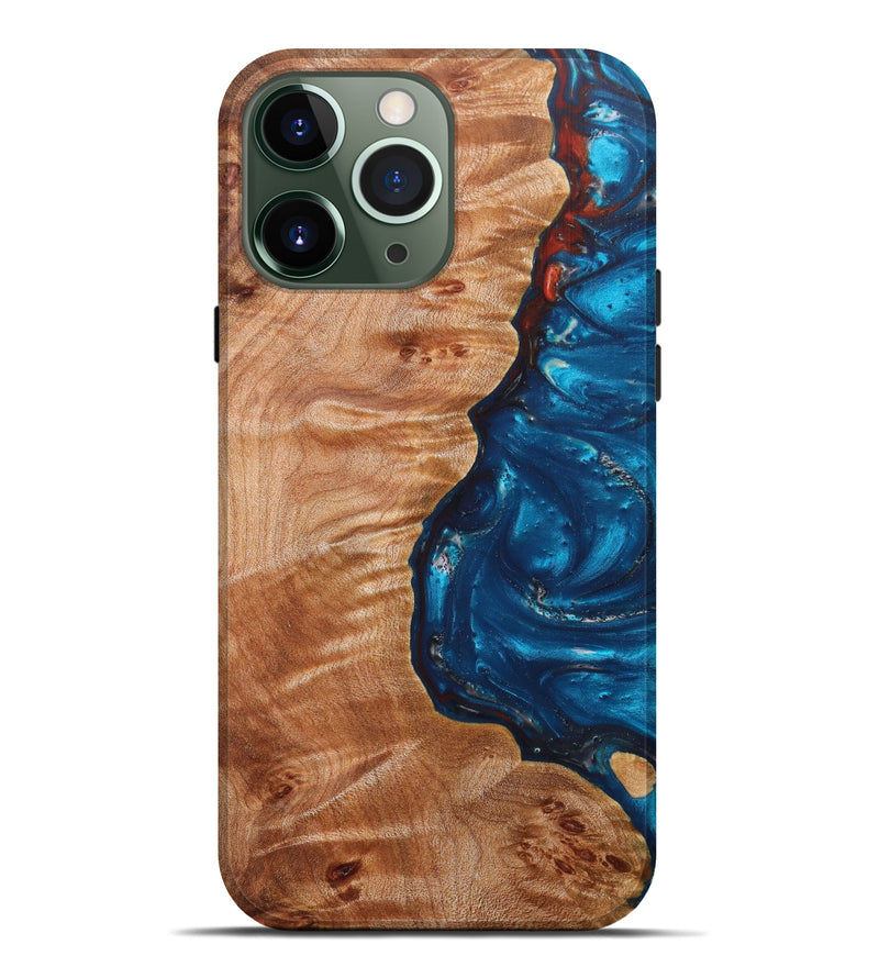 iPhone 13 Pro Max Wood+Resin Live Edge Phone Case - Gianna (Blue, 620729)