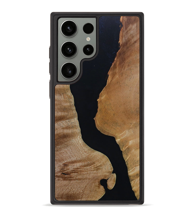 Galaxy S23 Ultra Wood+Resin Phone Case - Alexandra (Black & White, 647087)