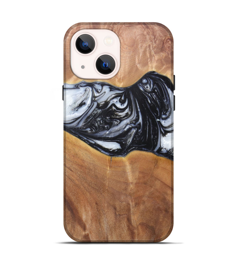 iPhone 13 Wood+Resin Live Edge Phone Case - Lucille (Black & White, 604242)