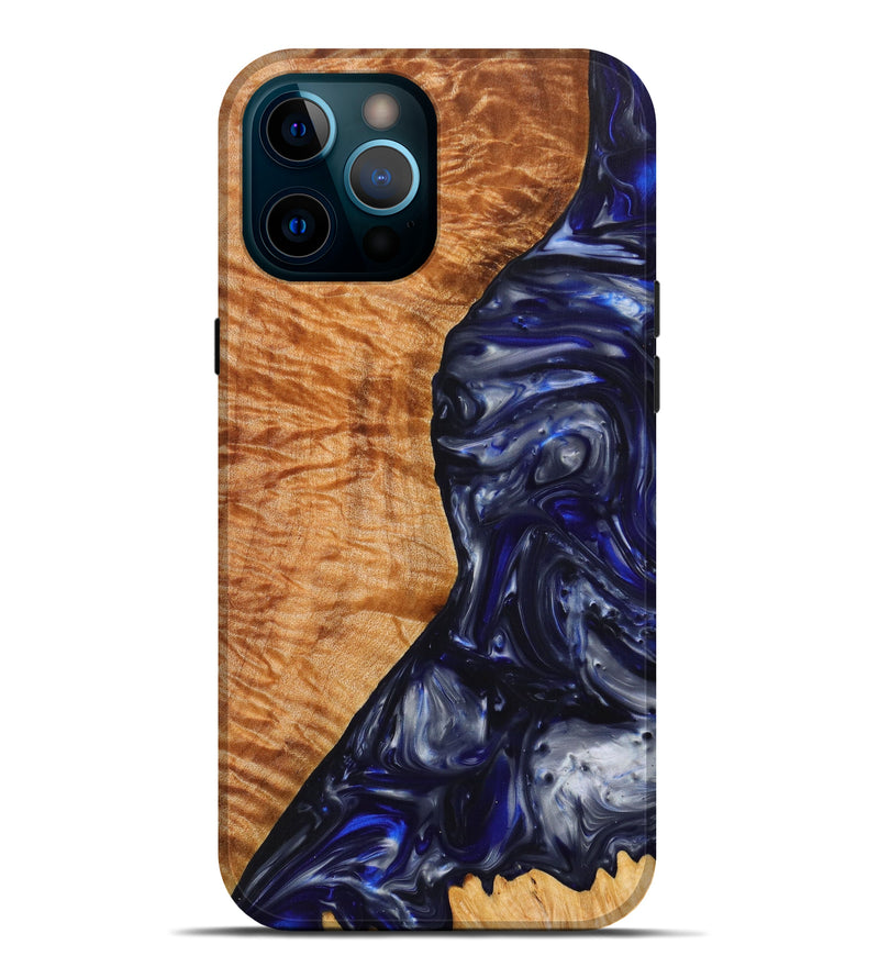 iPhone 12 Pro Max Wood+Resin Live Edge Phone Case - Harold (Blue, 627374)