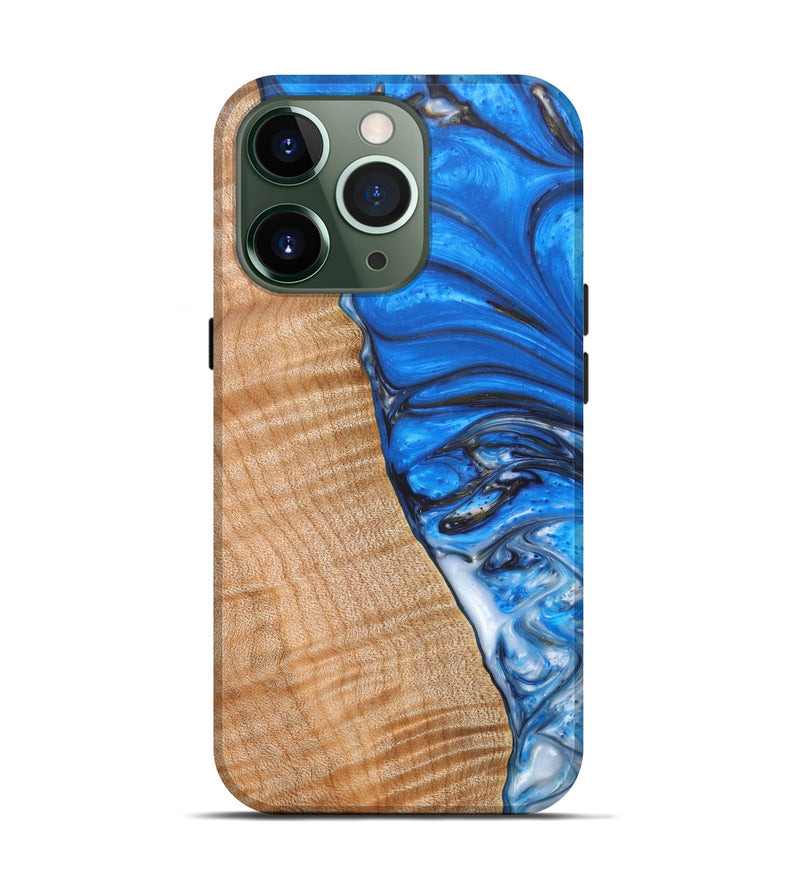 iPhone 13 Pro Wood+Resin Live Edge Phone Case - Jamal (Blue, 628658)