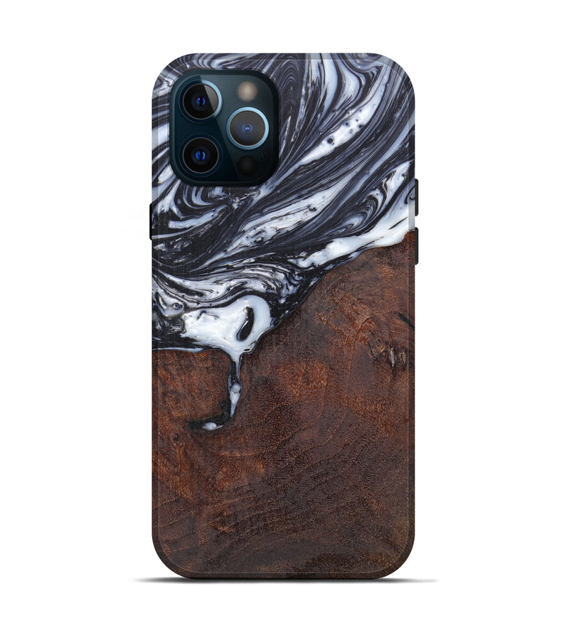 iPhone 12 Pro Wood+Resin Live Edge Phone Case - Kassandra (Black & White, 606816)