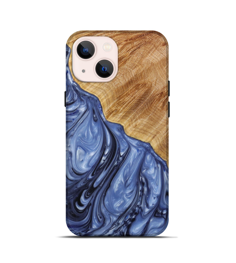 iPhone 13 mini Wood+Resin Live Edge Phone Case - Samaya (Light Blue, 613361)
