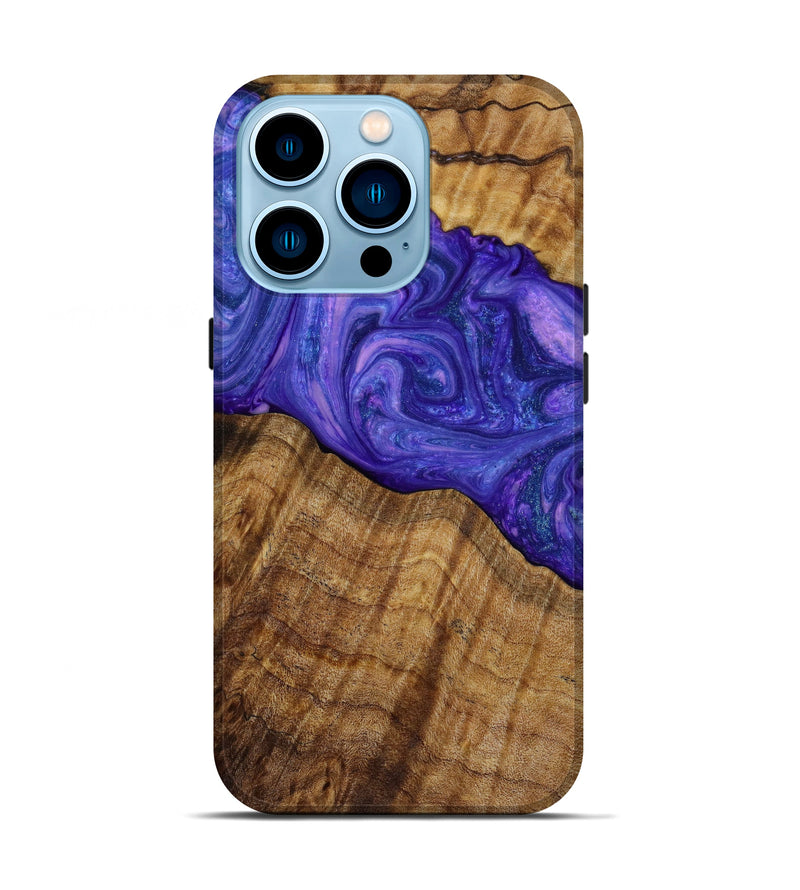 iPhone 14 Pro Wood+Resin Live Edge Phone Case - Troy (Purple, 647241)