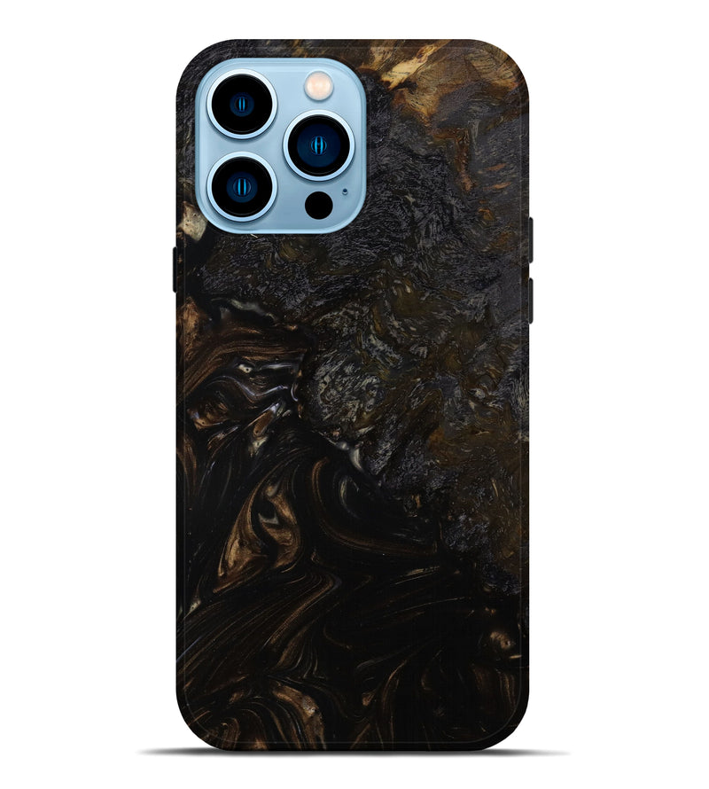 iPhone 14 Pro Max Wood+Resin Live Edge Phone Case - Gladys (Black & White, 646304)