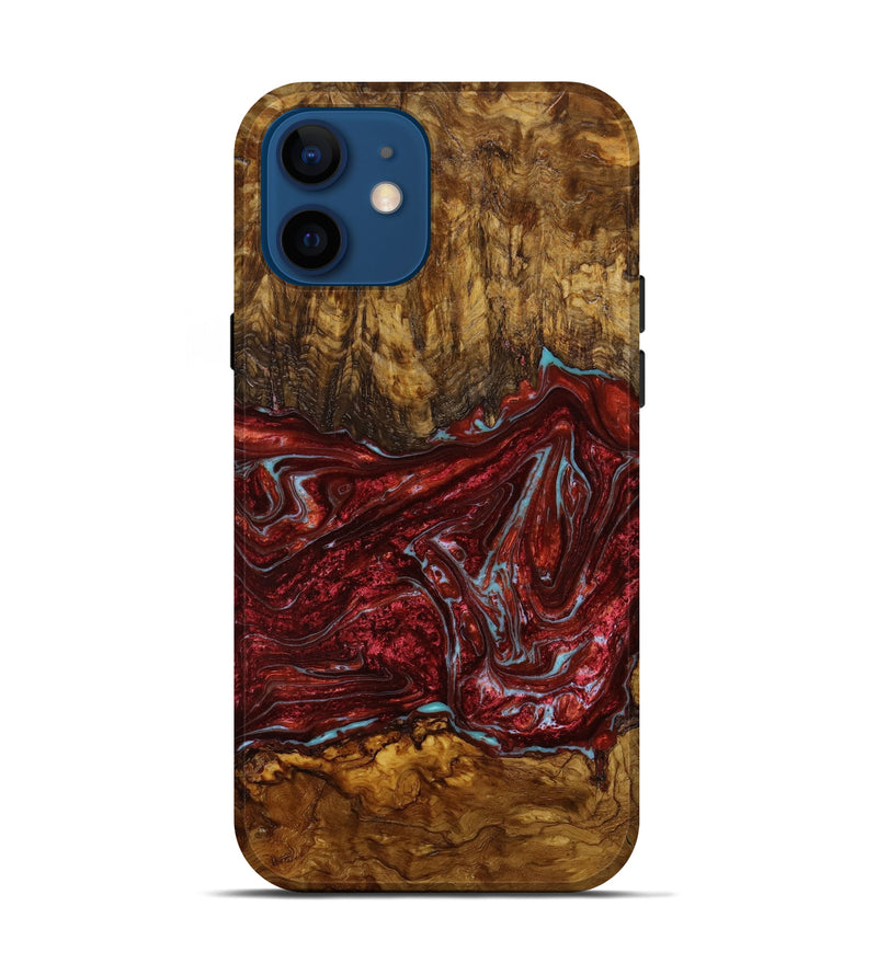 iPhone 12 Wood+Resin Live Edge Phone Case - Elisabeth (Red, 642673)