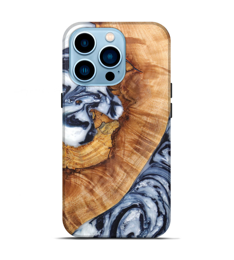 iPhone 14 Pro Wood+Resin Live Edge Phone Case - Izuru (Black & White, 606496)