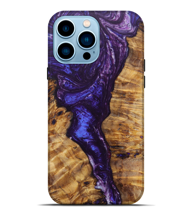 iPhone 14 Pro Max Wood+Resin Live Edge Phone Case - Durell (Purple, 616690)