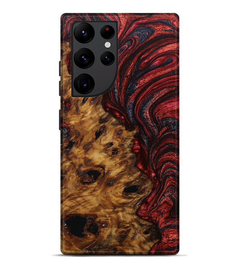 Galaxy S22 Ultra Wood+Resin Live Edge Phone Case - Heather (Red, 642829)