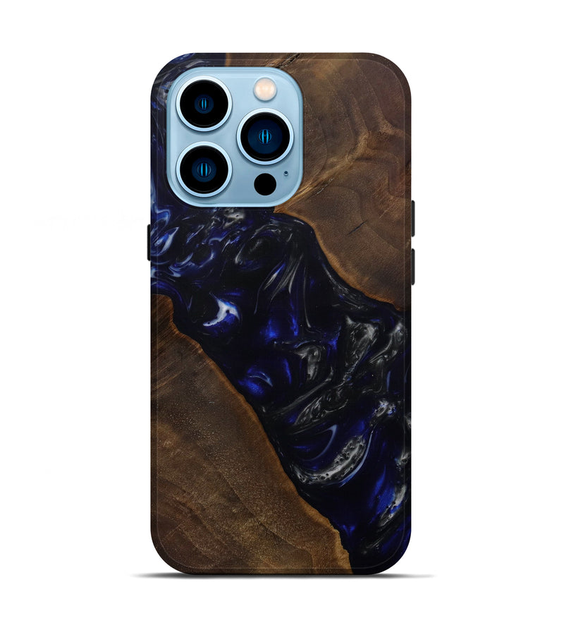 iPhone 14 Pro Wood+Resin Live Edge Phone Case - Lab (Dark Blue, 586266)