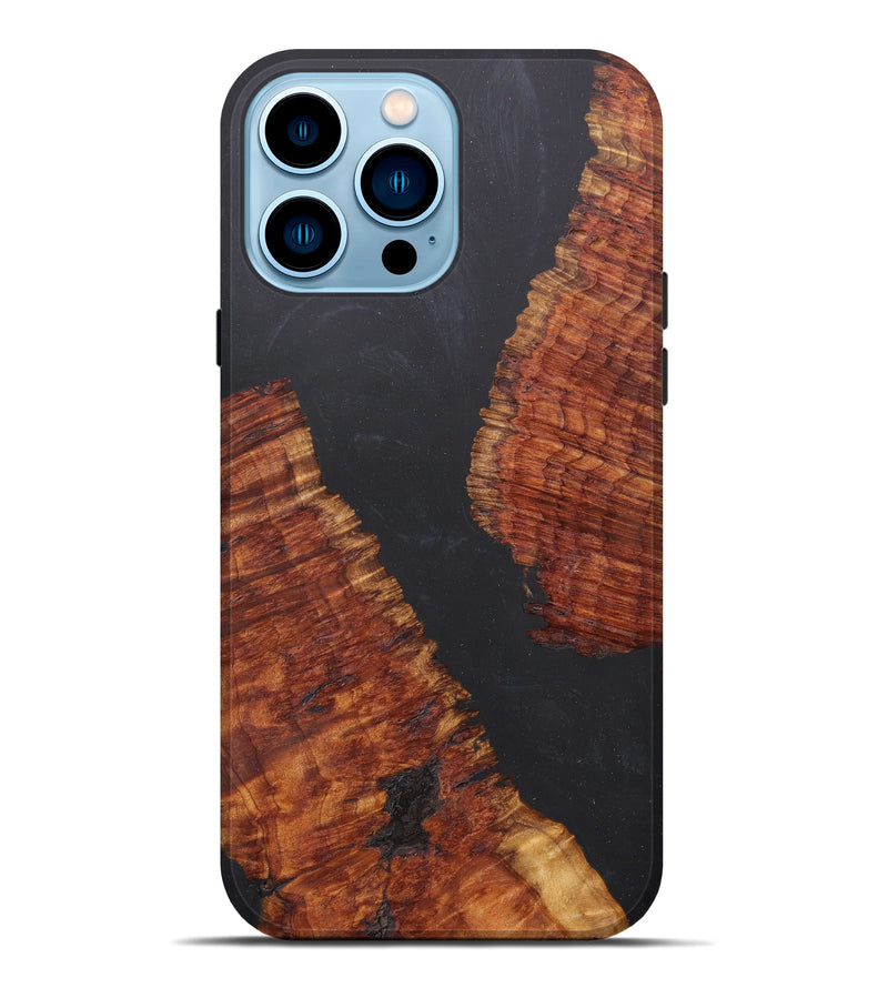 iPhone 14 Pro Max Wood+Resin Live Edge Phone Case - Pedro (Pure Black, 604530)